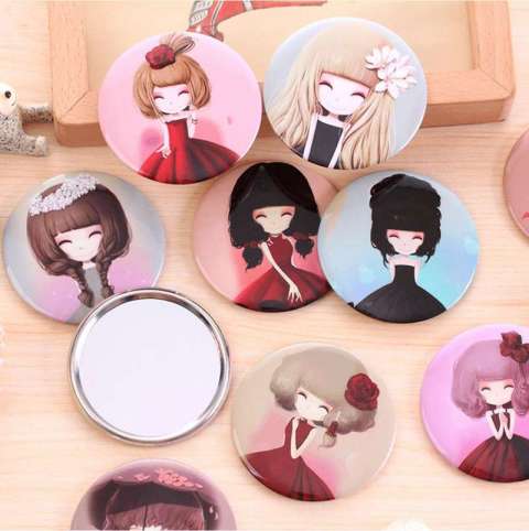 RANDOM girl mini pocket makeup mirror cosmetic compact mirrors espelho de maquiagem espejos de bolsillo